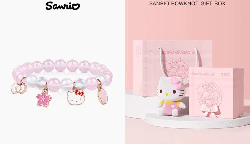 Pink Blossom Kitty Charm Bracelet with Kitty Plush