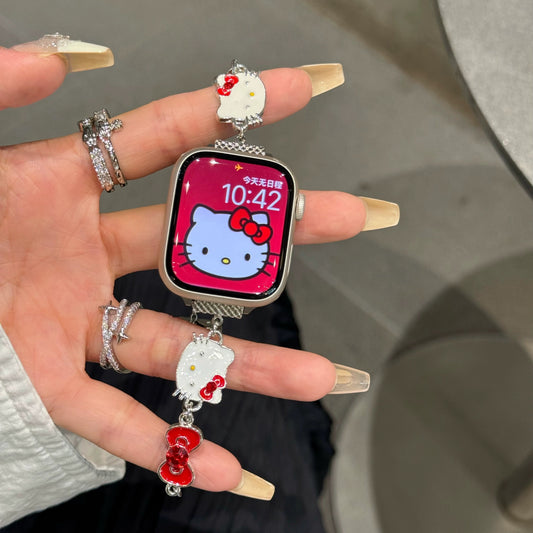 Kitty Enamel Charm Apple Watch Strap