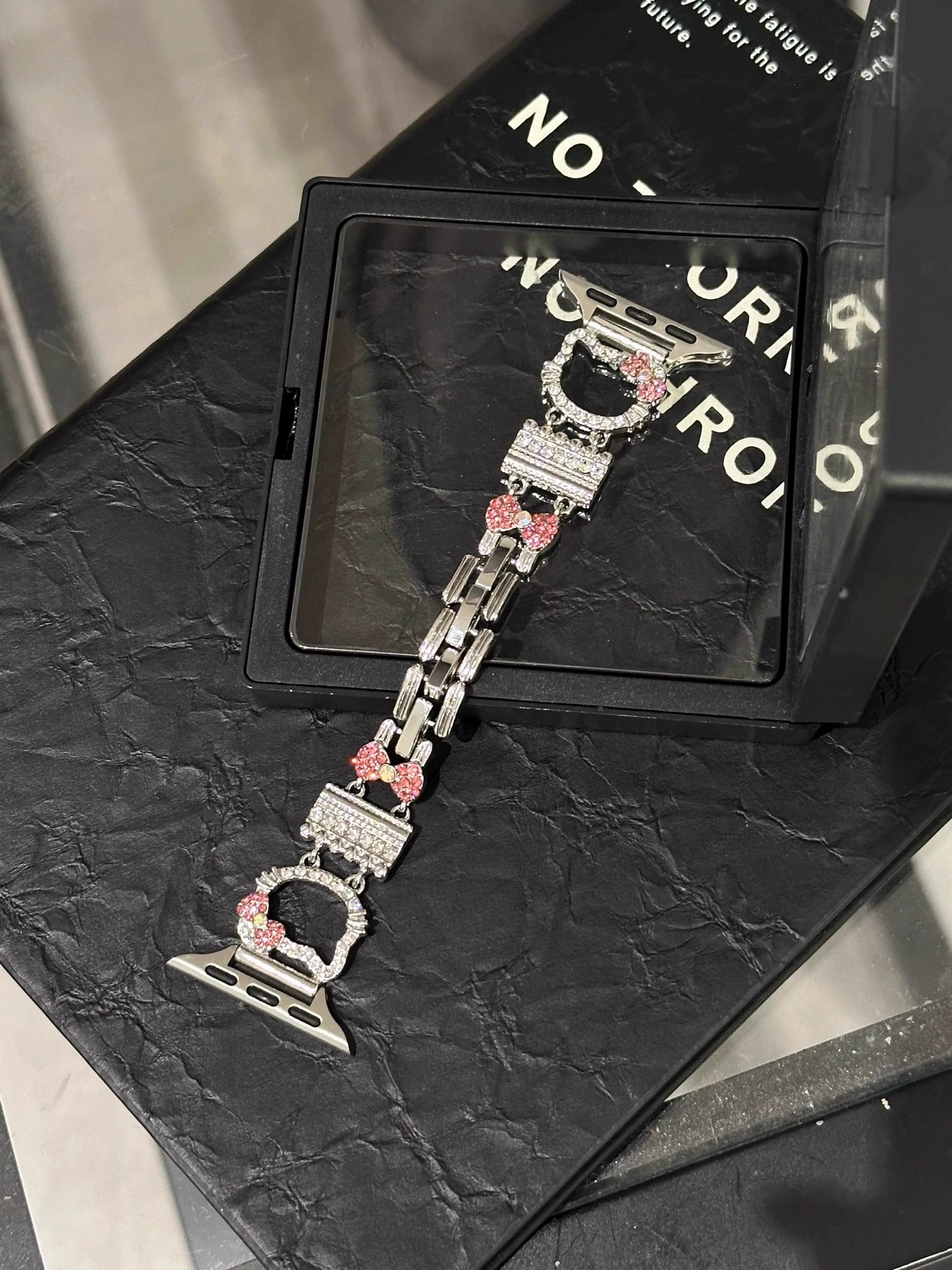 Kitty Crystal Pink Ribbon Apple Watch Strap