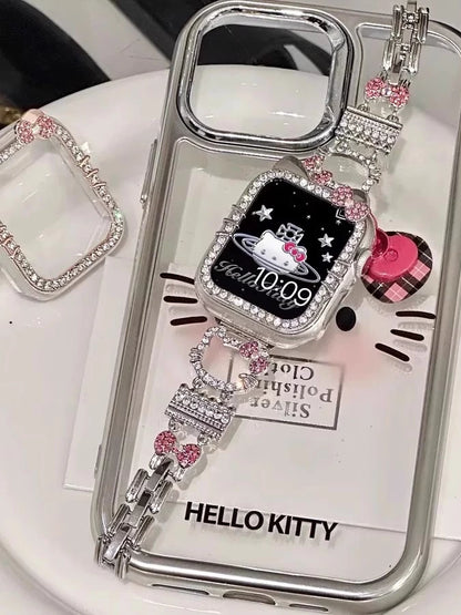 Kitty Crystal Pink Ribbon Apple Watch Strap