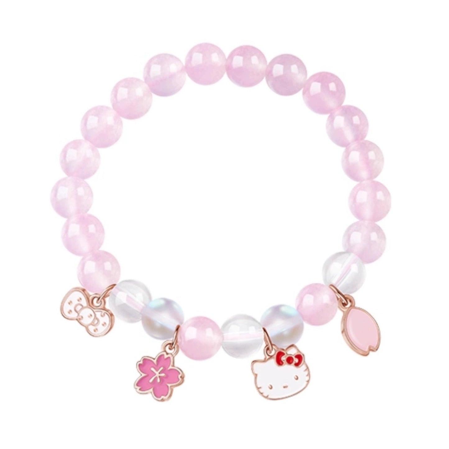 Tide color painting x Sanrio HelloKitty pink crystal bracelet girls and children's hand beaded Qixi birthday gift