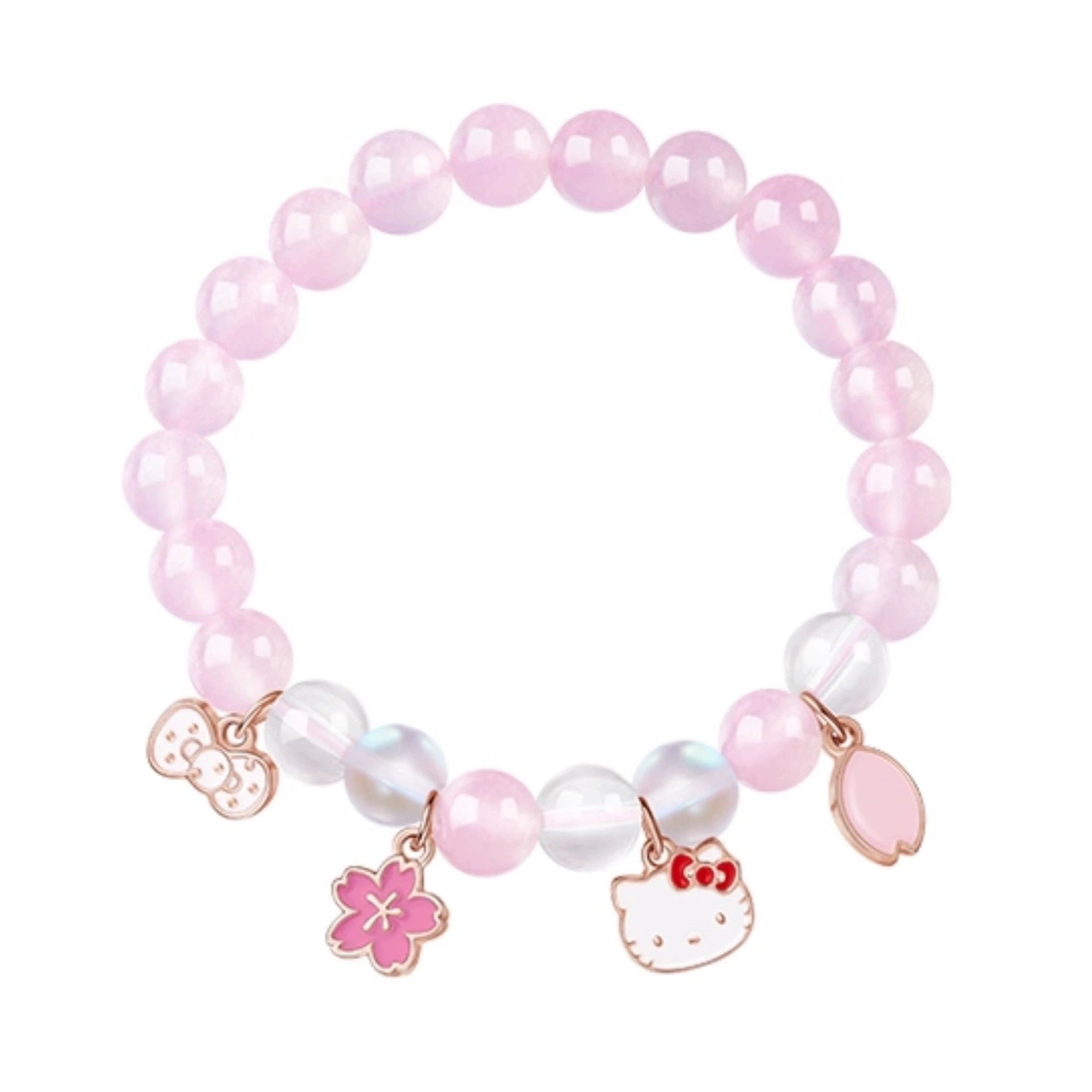 Tide color painting x Sanrio HelloKitty pink crystal bracelet girls and children's hand beaded Qixi birthday gift