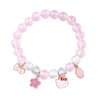 Tide color painting x Sanrio HelloKitty pink crystal bracelet girls and children's hand beaded Qixi birthday gift