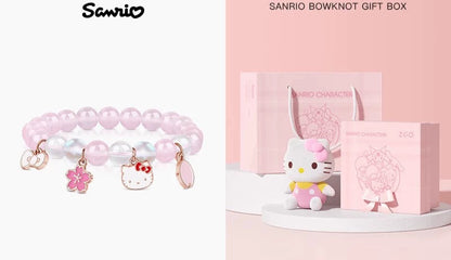 Pink Blossom Kitty Charm Bracelet with Kitty Plush