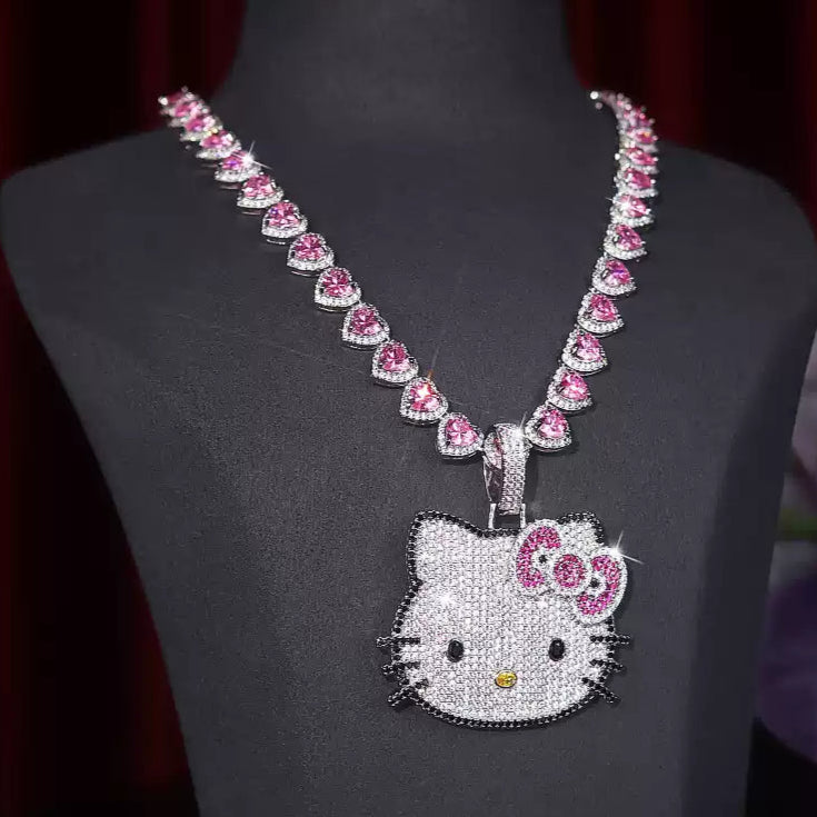 Glamour Kitty Crystal Necklace