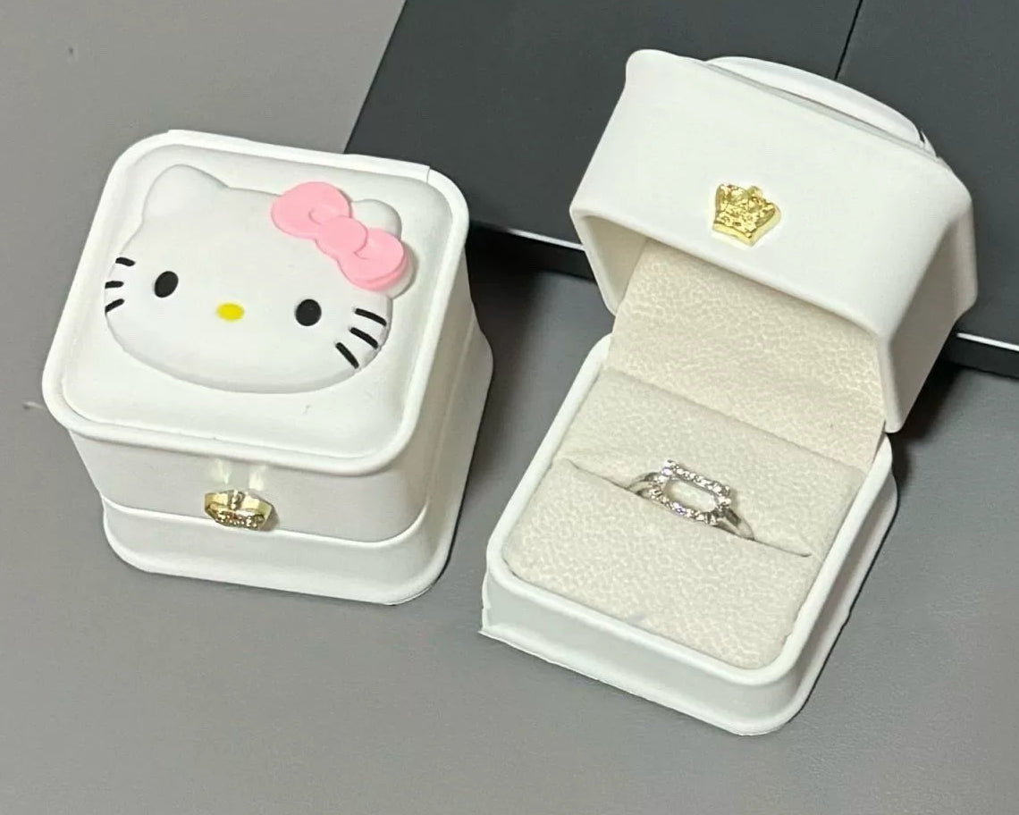 Kawaii Kitty Ring with Jewelry Case