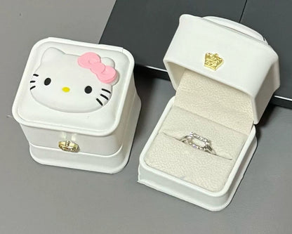 Kawaii Kitty Ring with Jewelry Case